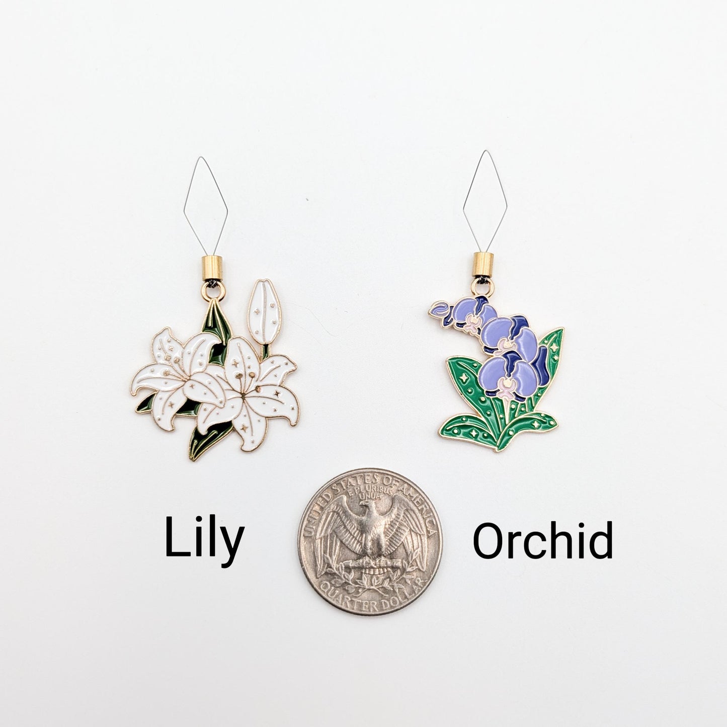 Floral Enamel Needle Minder: Embroidery Needle Threader Combo