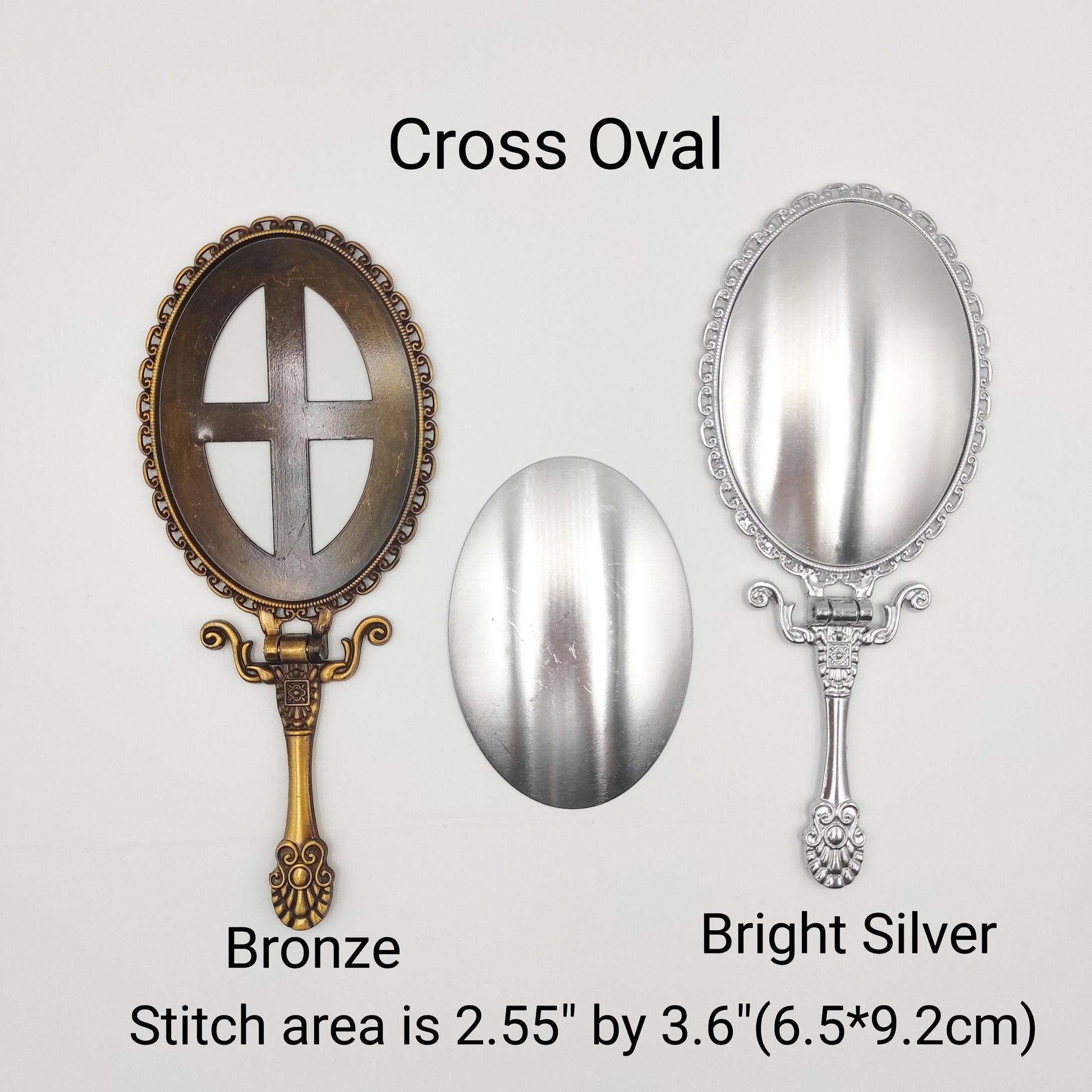 Large Vintage style Handheld Mirror, Foldable Handheld Mirror Base Kit for Embroidery, Cross Stitch, Needle work, DIY Handheld Mirror