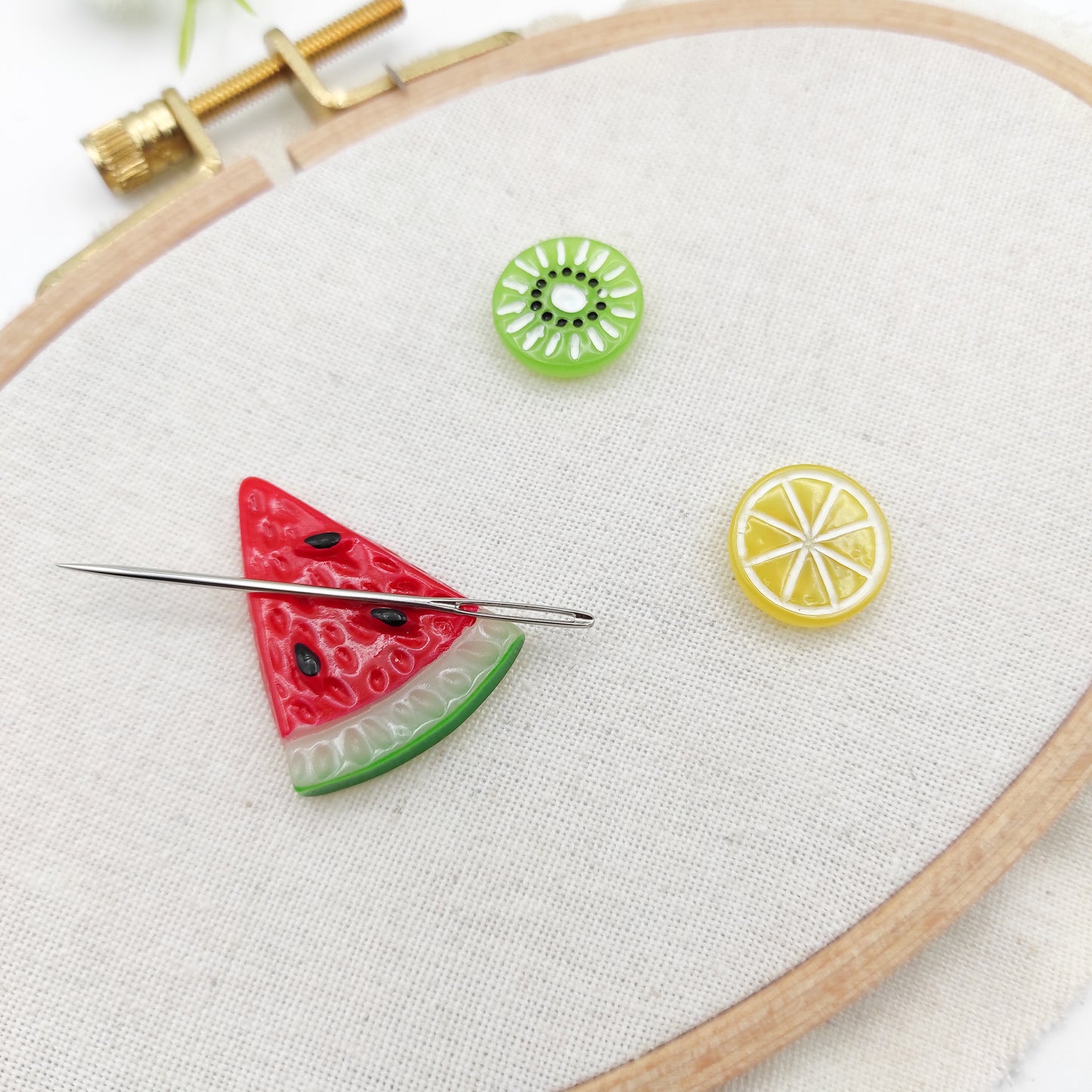 Fruit Resin Needle Minder: Embroidery, Cross Stitch, Needlepoint