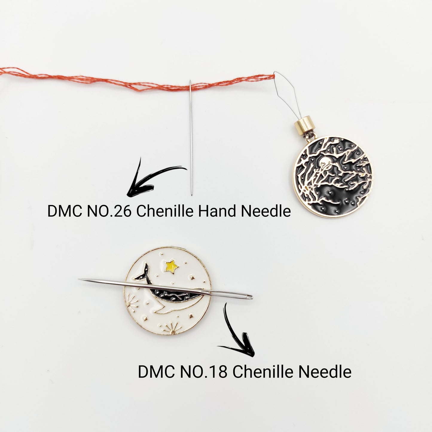 Coffee Theme Enamel Needle Minder & Threader Combo: Embroidery Sewing Needlecraft