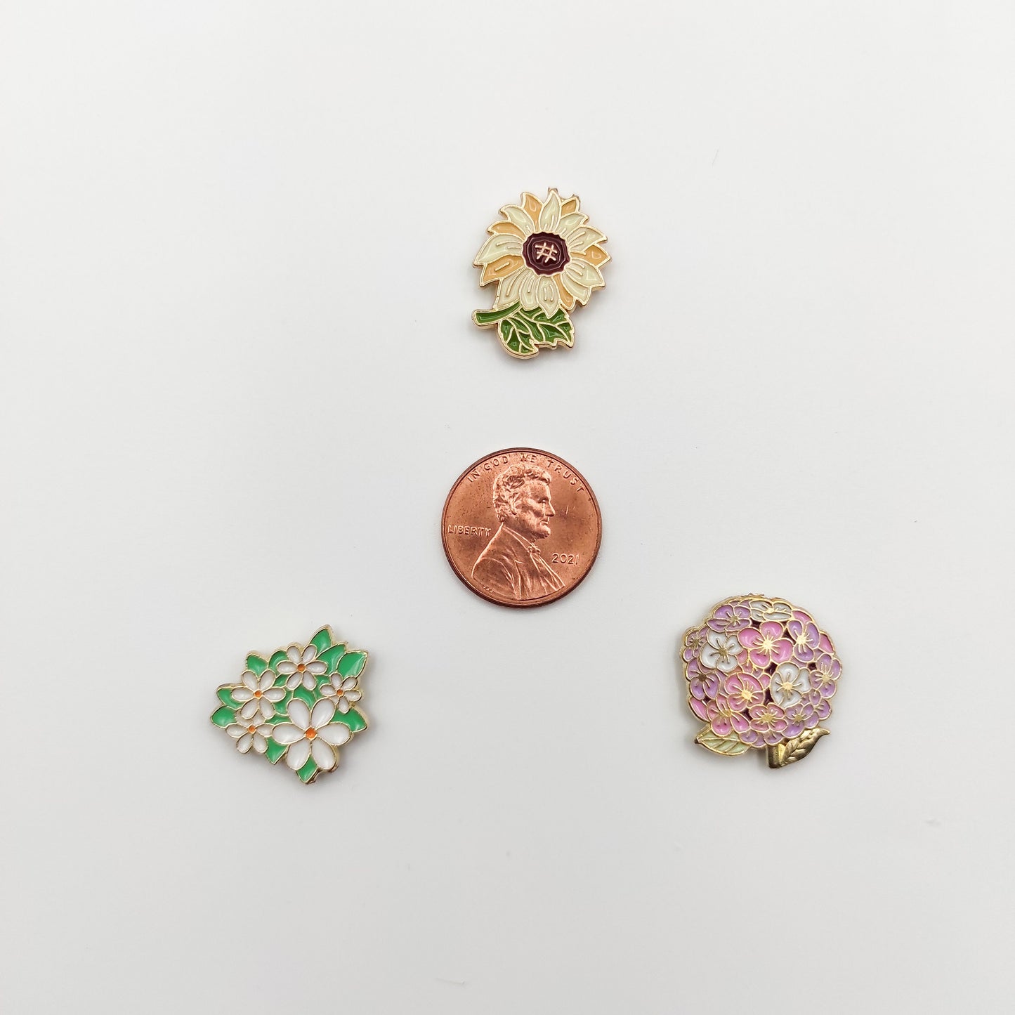 Floral Enamel Needle Minder: Cross Stitch Embroidery Tool