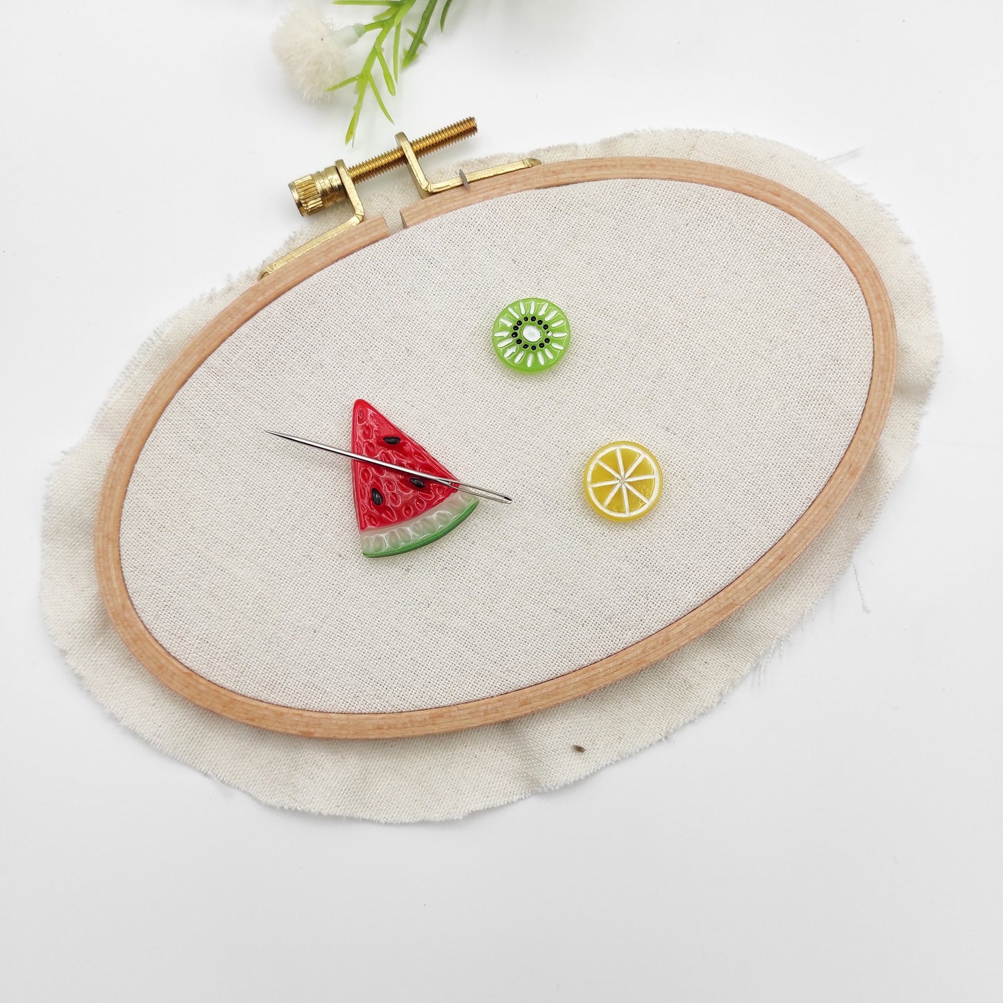 Fruit Resin Needle Minder: Embroidery, Cross Stitch, Needlepoint
