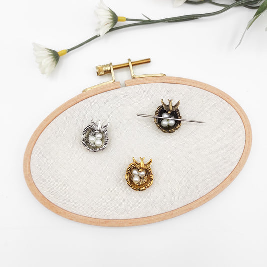 Bird and Nest needle minders, Needle Minder for Embroidery, Cross Stitch, Needle work, needlecraft projects and sewing.