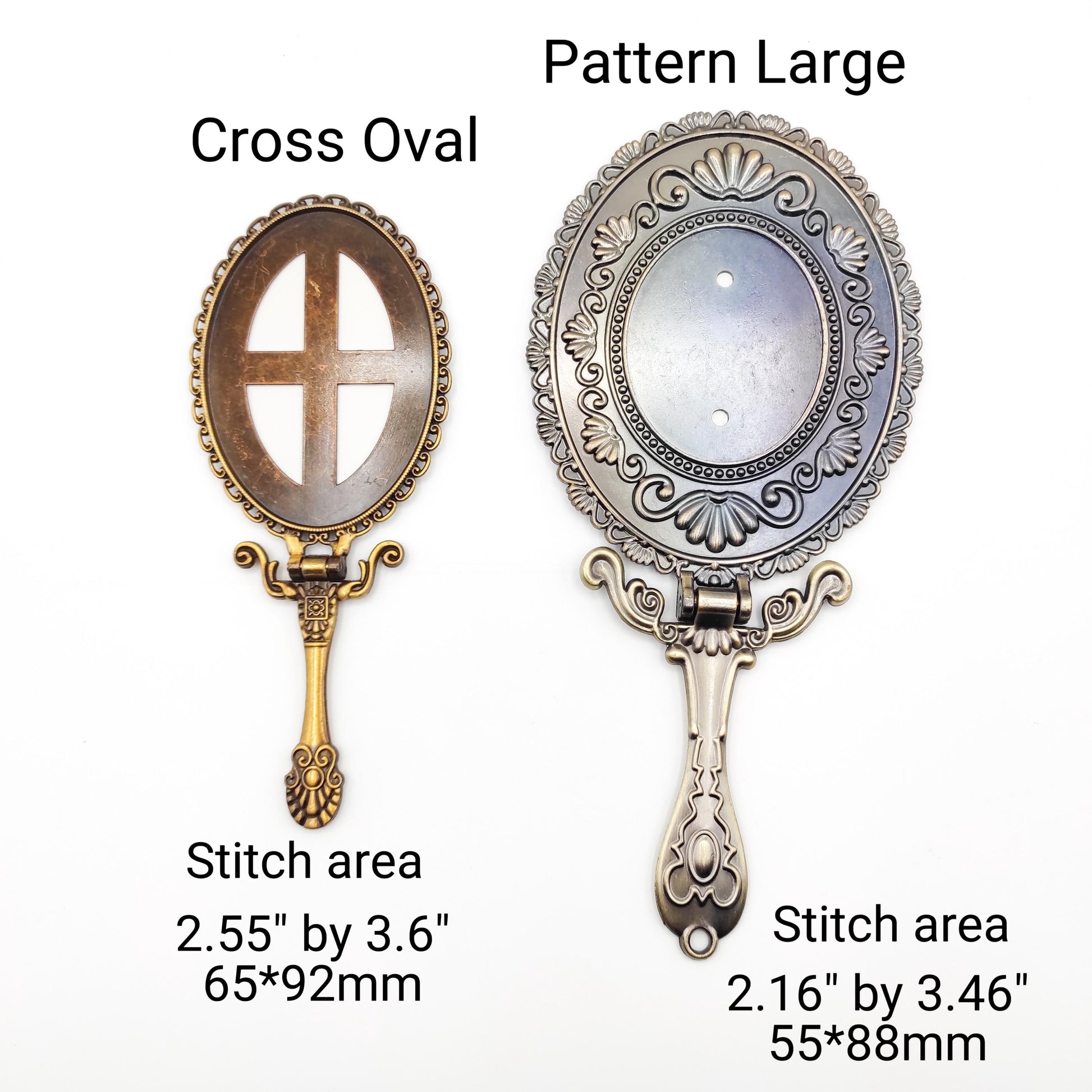 Large Vintage style Handheld Mirror, Foldable Handheld Mirror Base Kit for Embroidery, Cross Stitch, Needle work, DIY Handheld Mirror