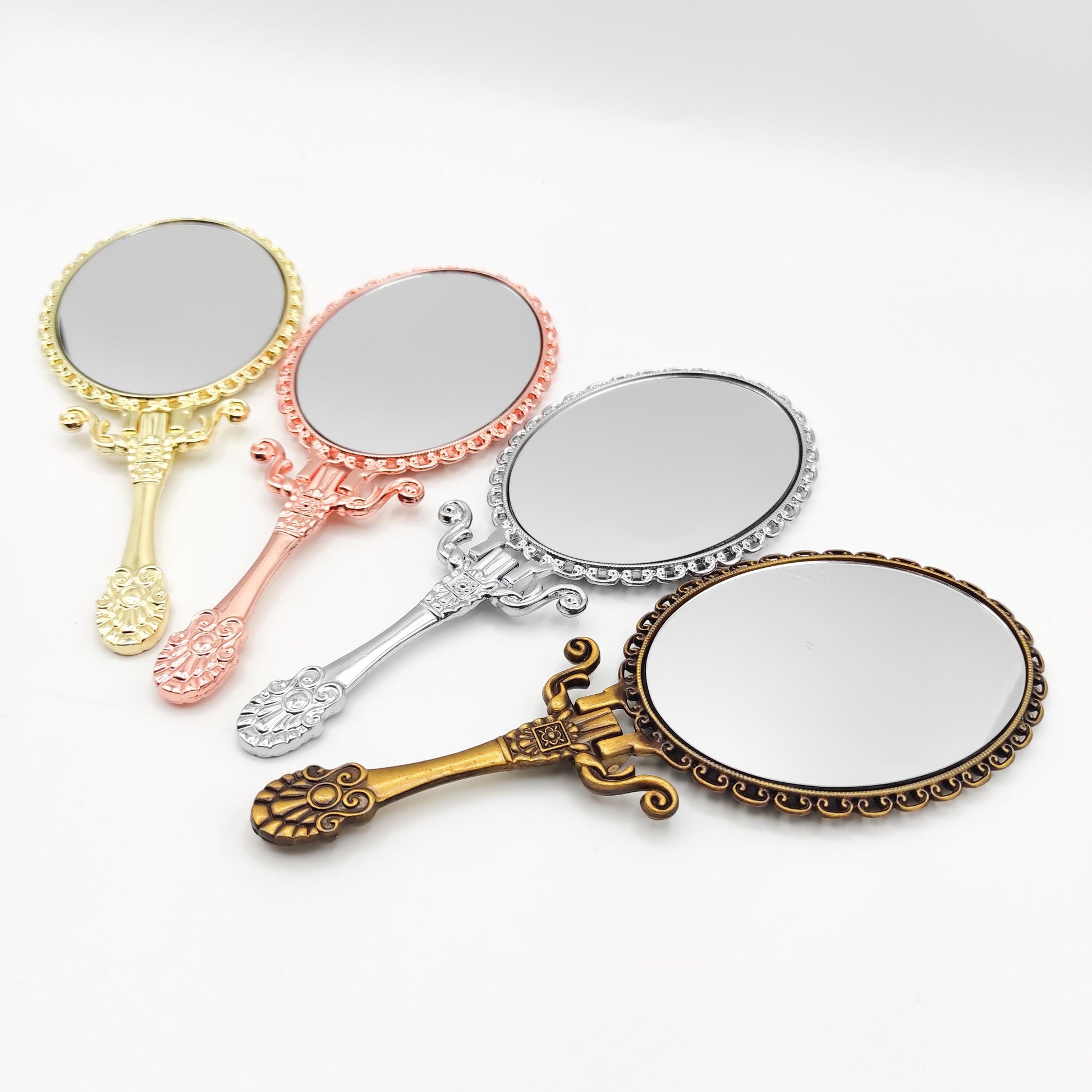 Large Vintage style Handheld Mirror, Foldable Handheld Mirror Base Kit for Embroidery, Cross Stitch, Needle work, DIY Handheld Mirror