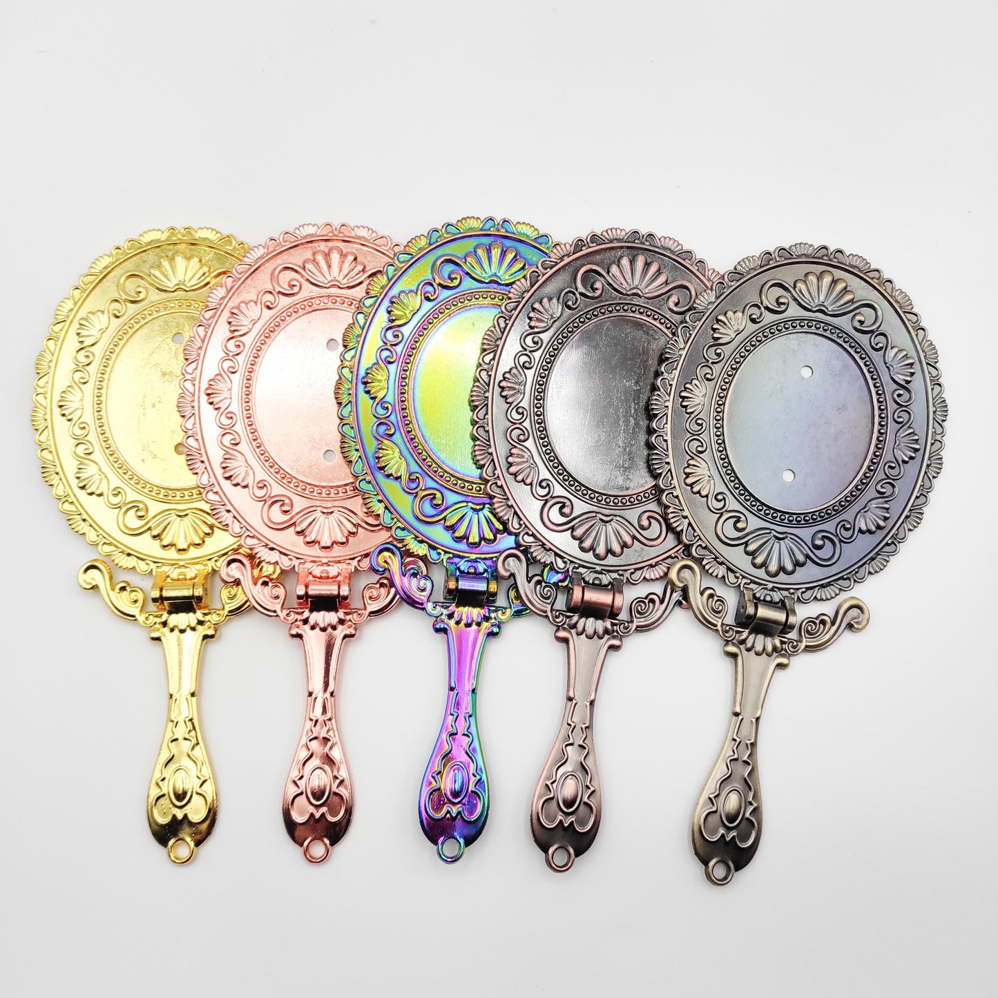 Large Vintage style Handheld Mirror, Foldable Handheld Mirror Base Kit for Embroidery, Cross Stitch, Needle work, DIY Handheld Mirror