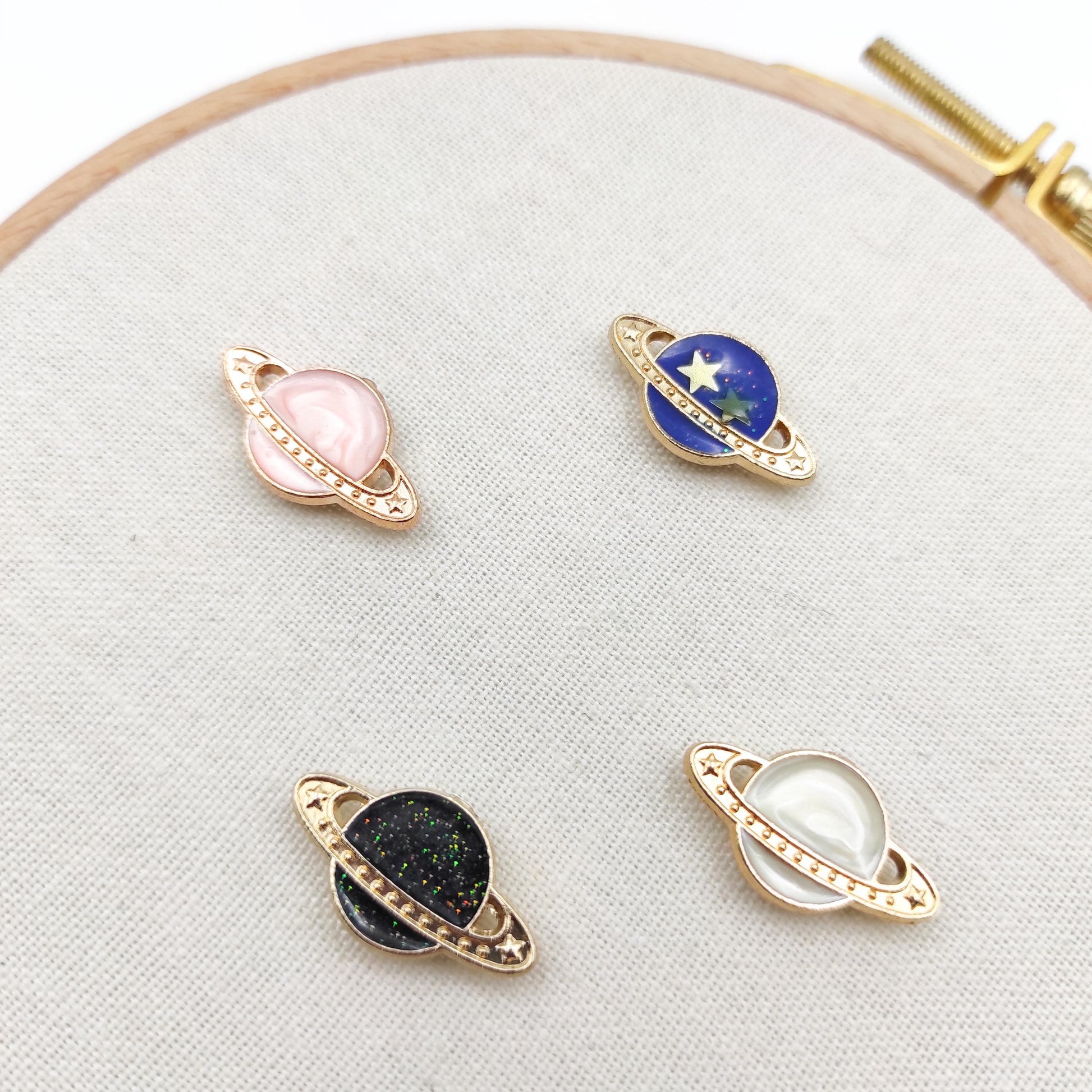 MINI planet enamel needle minders, Tiny Needle Minder for Embroidery, Cross Stitch, Needle work, Needle point tools