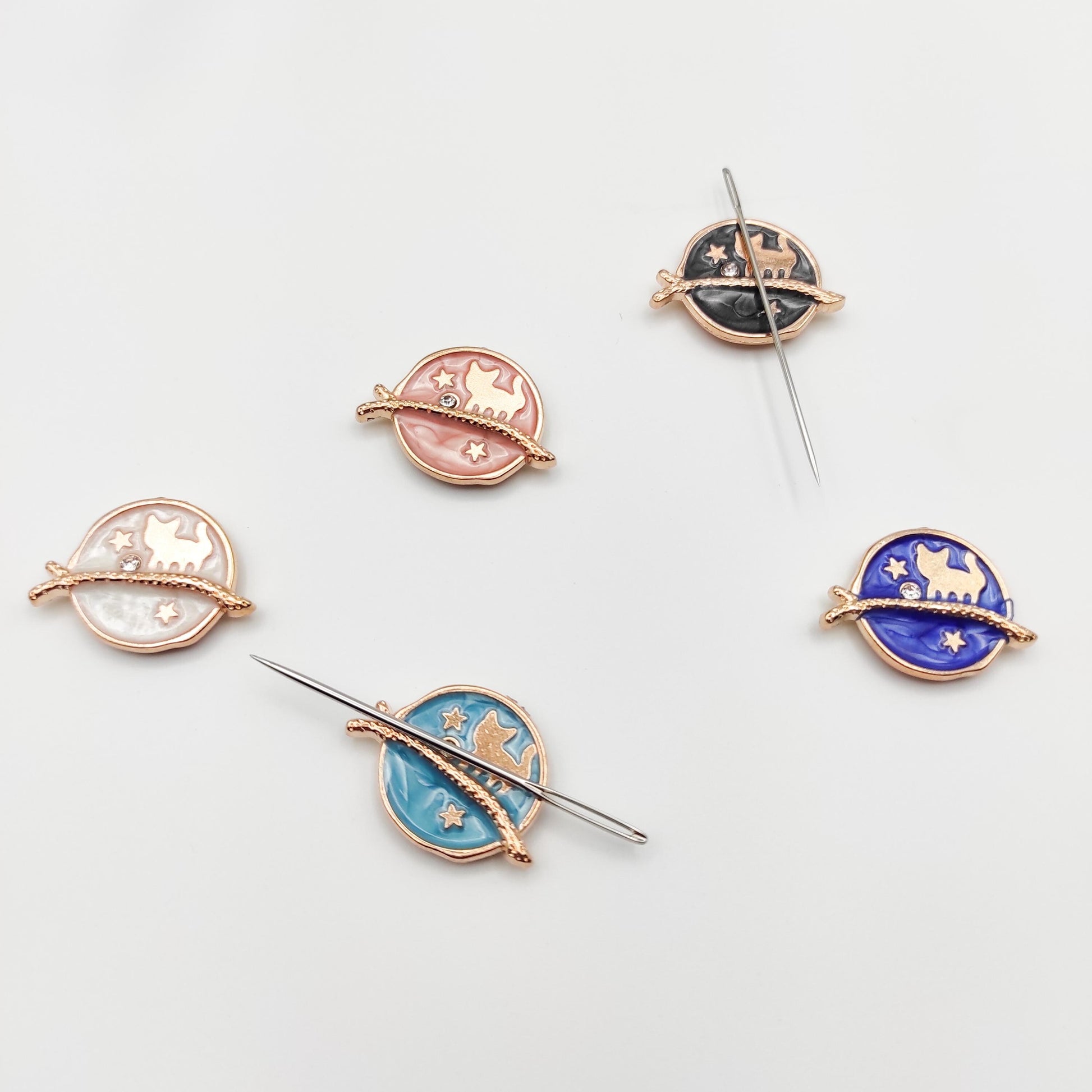 MINI planet enamel needle minders, Tiny Needle Minder for Embroidery, Cross Stitch, Needle work, Needle point tools