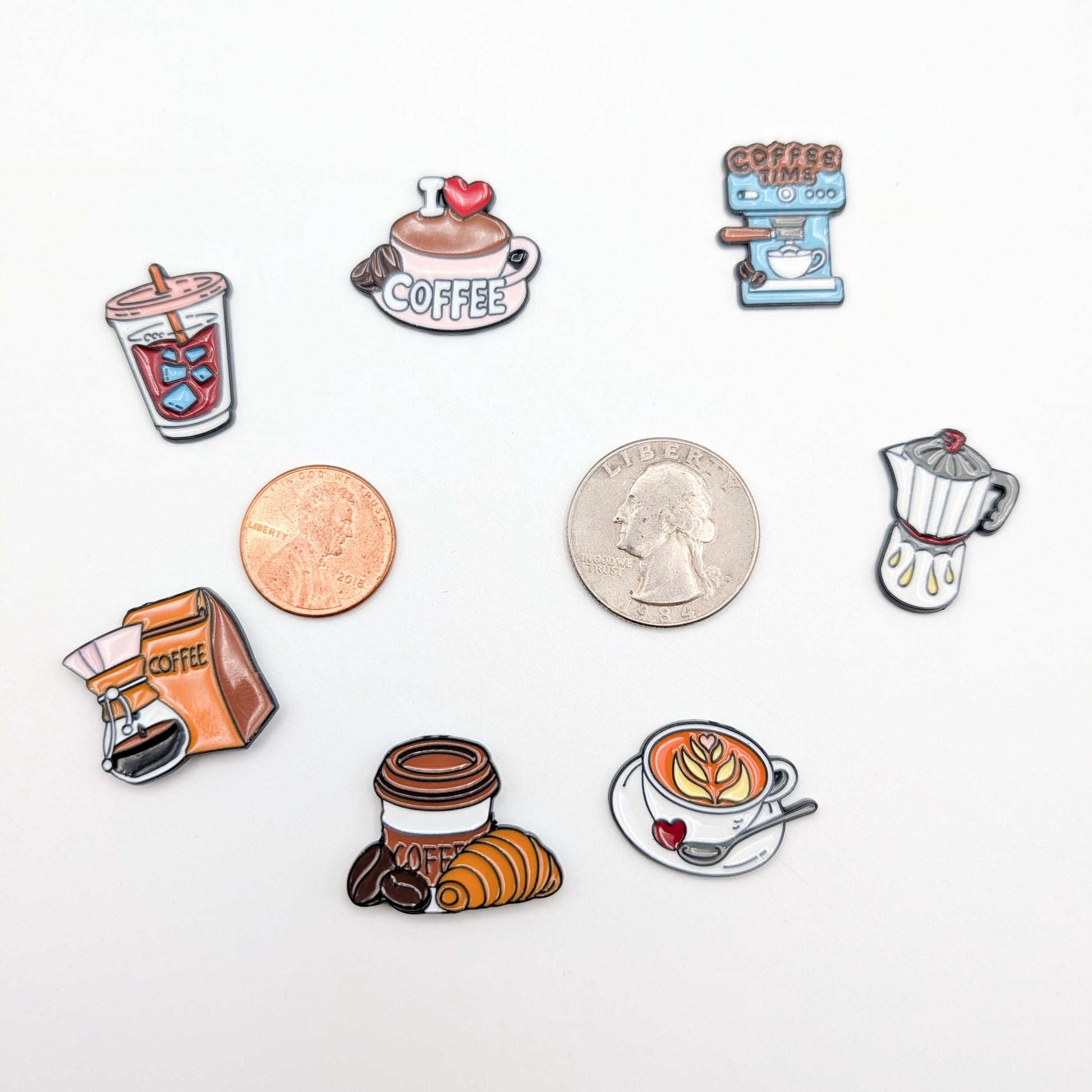 Coffee Theme Enamel Needle Minder & Threader Combo: Embroidery Sewing Needlecraft