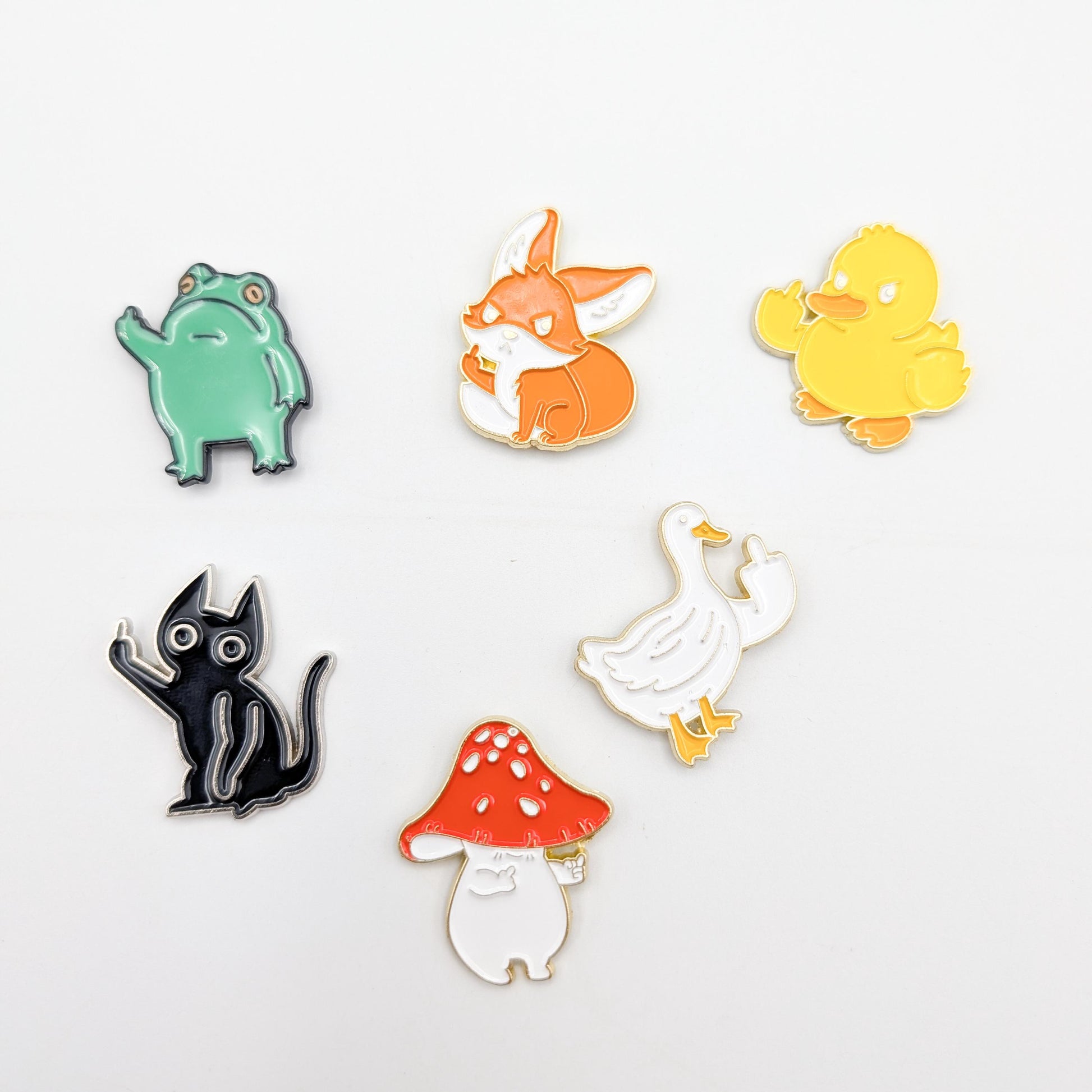Funny Animal Enamel Needle Minder: Cat, Fox, Goose, Frog