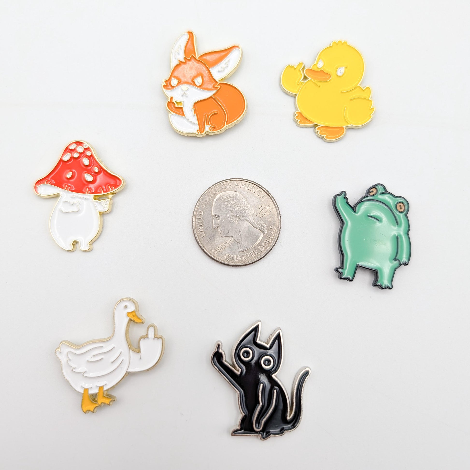 Funny Animal Enamel Needle Minder: Cat, Fox, Goose, Frog