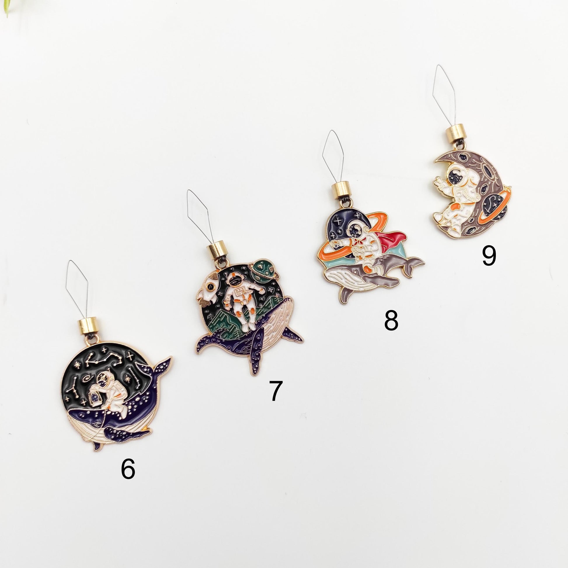 Astronaut enamel needle minders, Galaxy Needle Minder for Embroidery, Cross Stitch, Needle work, Needle point tools