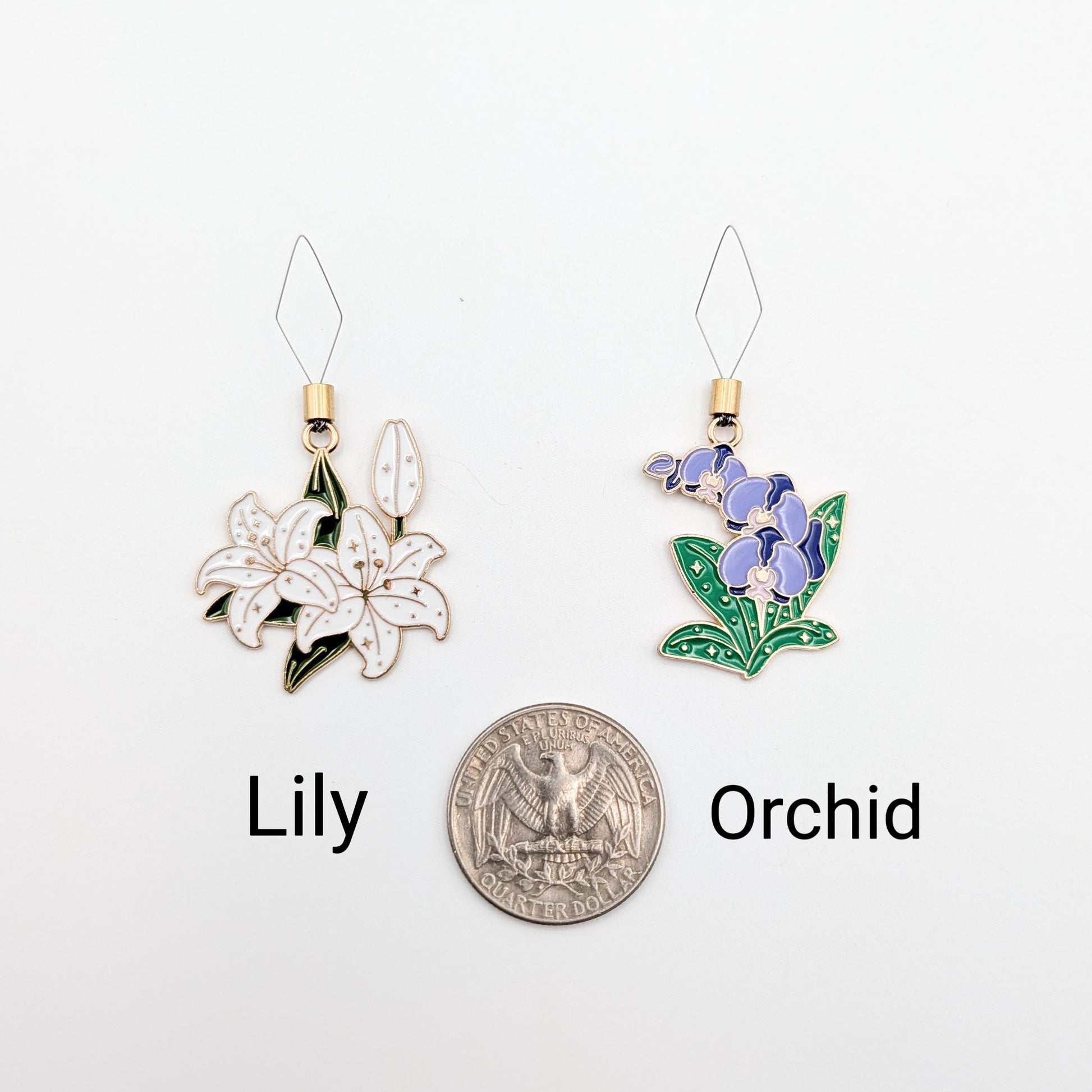Floral Enamel Needle Minder: Embroidery Needle Threader Combo