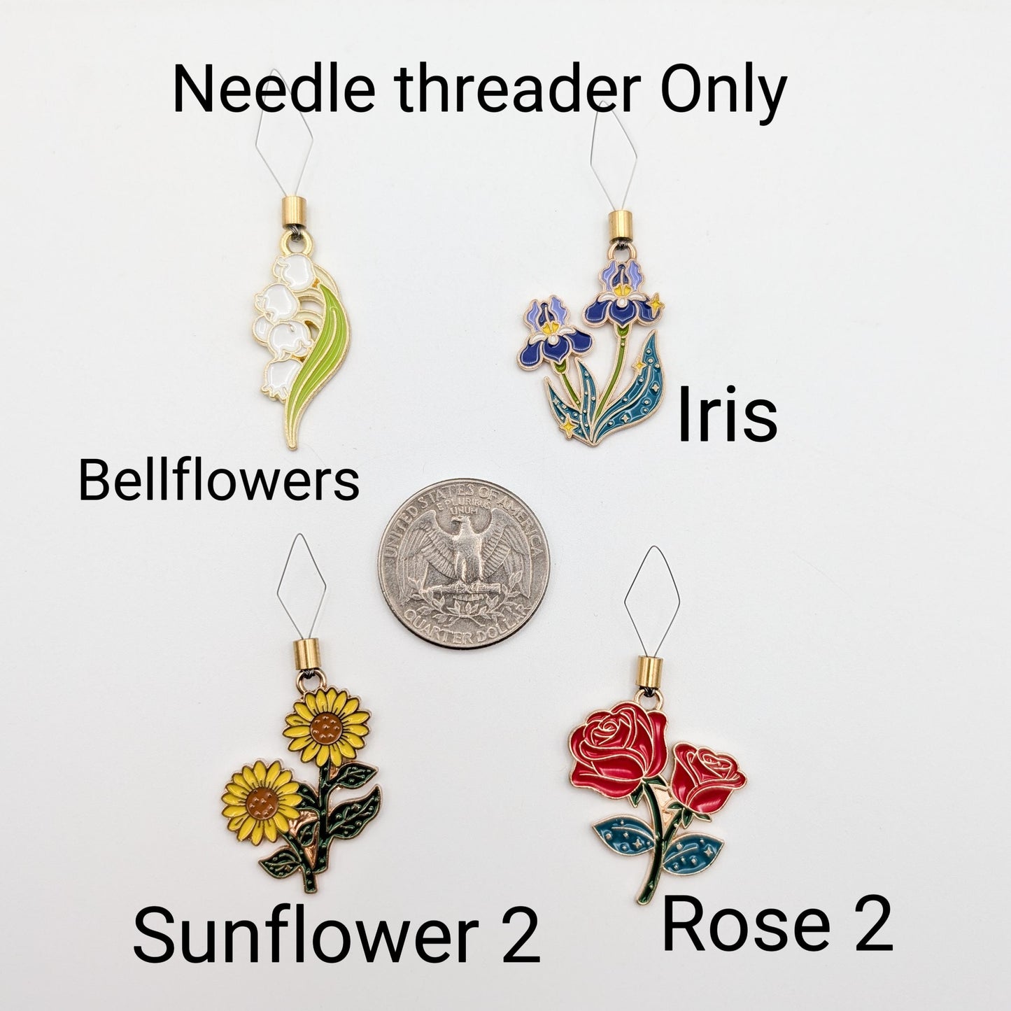 Floral Enamel Needle Minder: Cross Stitch Embroidery Tool