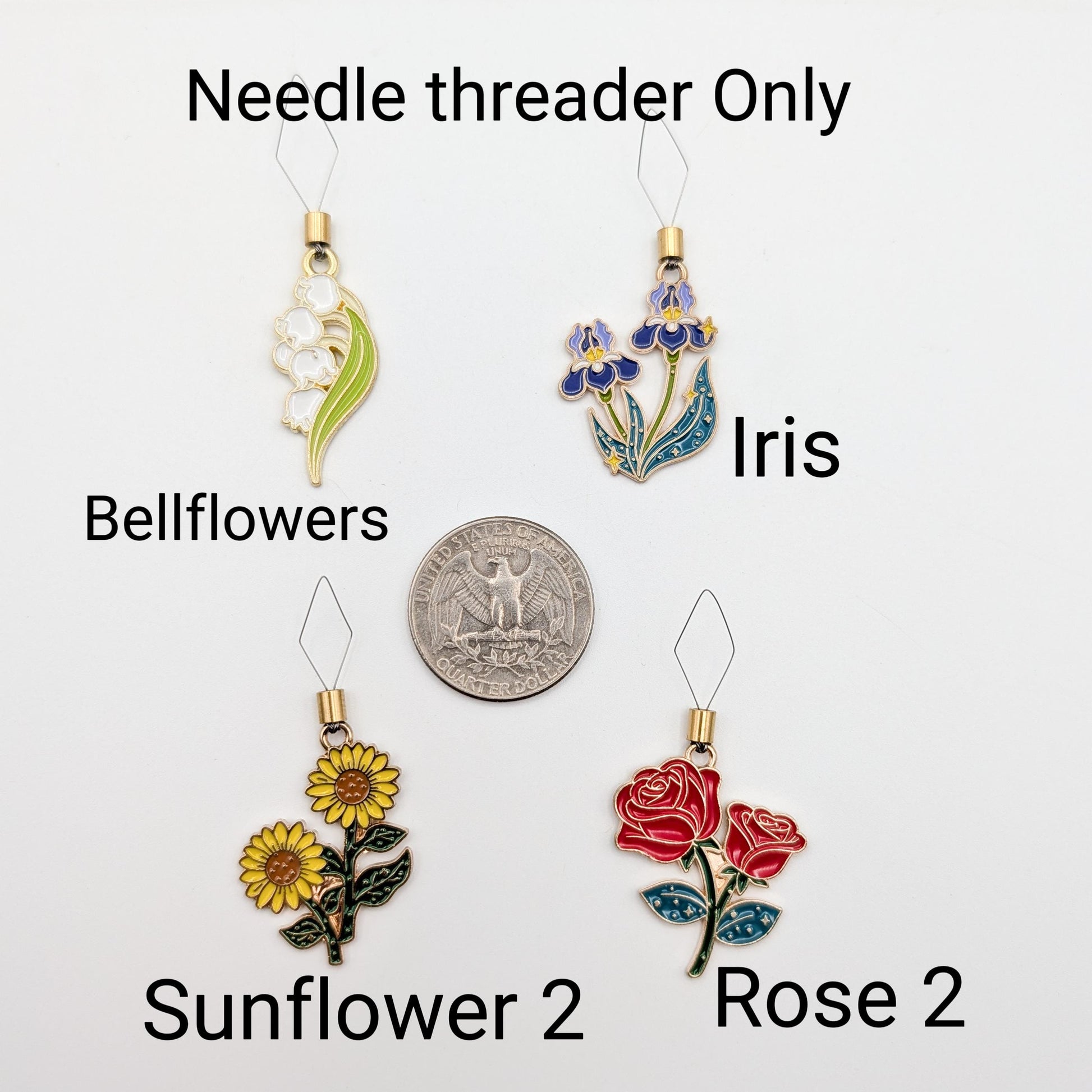 Floral Enamel Needle Minder: Cross Stitch Embroidery Tool