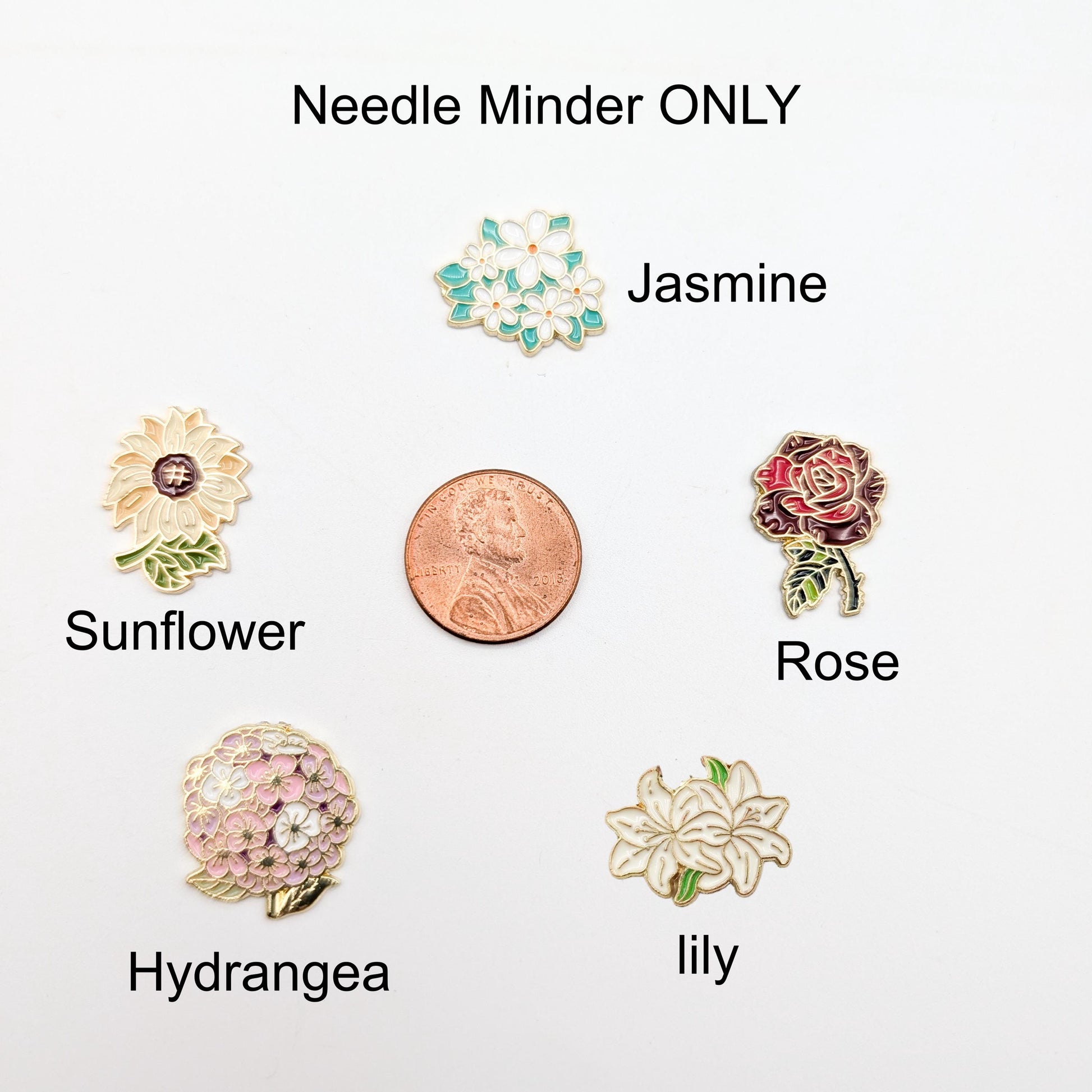 Floral Enamel Needle Minder: Cross Stitch Embroidery Tool