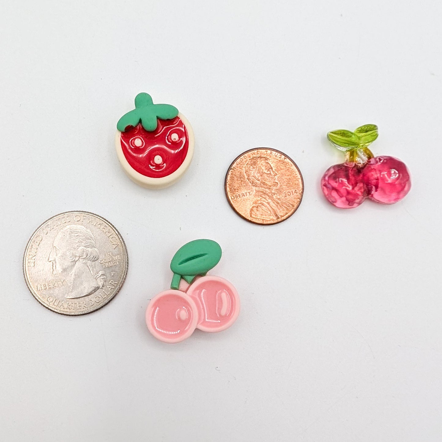 Strawberry/Cherry Resin Needle Minder: Embroidery, Cross Stitch, Needlepoint