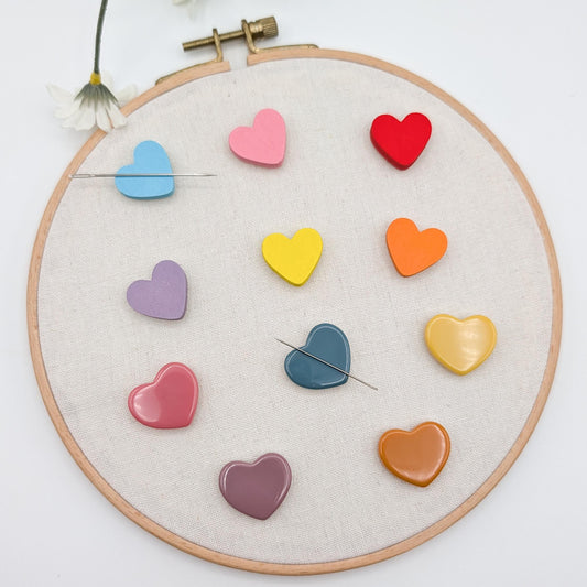 Heart Wood or Resin Needle Minder: Embroidery, Cross Stitch
