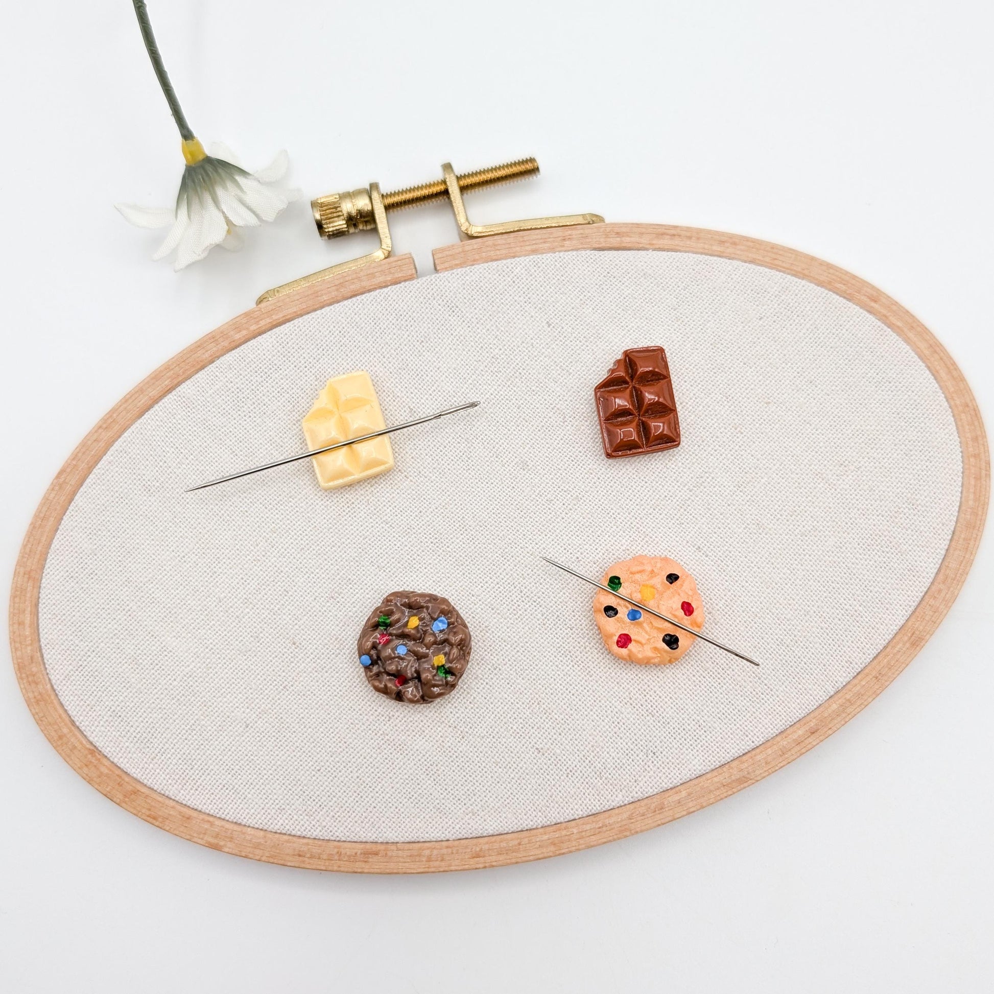 Sweets Resin Needle Minder, small chocolate and cookie needle minder, Embroidery Needle Keeper