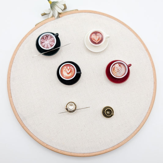 3D Coffee Theme Needle Minder: Embroidery Sewing Needlecraft
