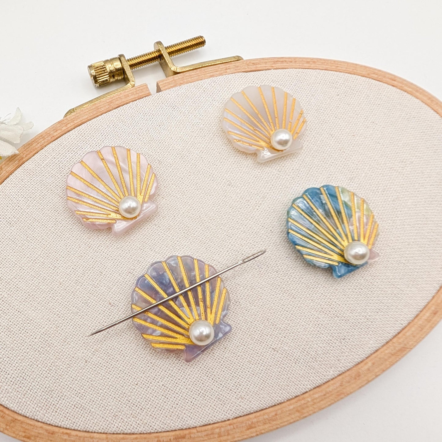 Seashell Needle Minder: Embroidery, Cross Stitch