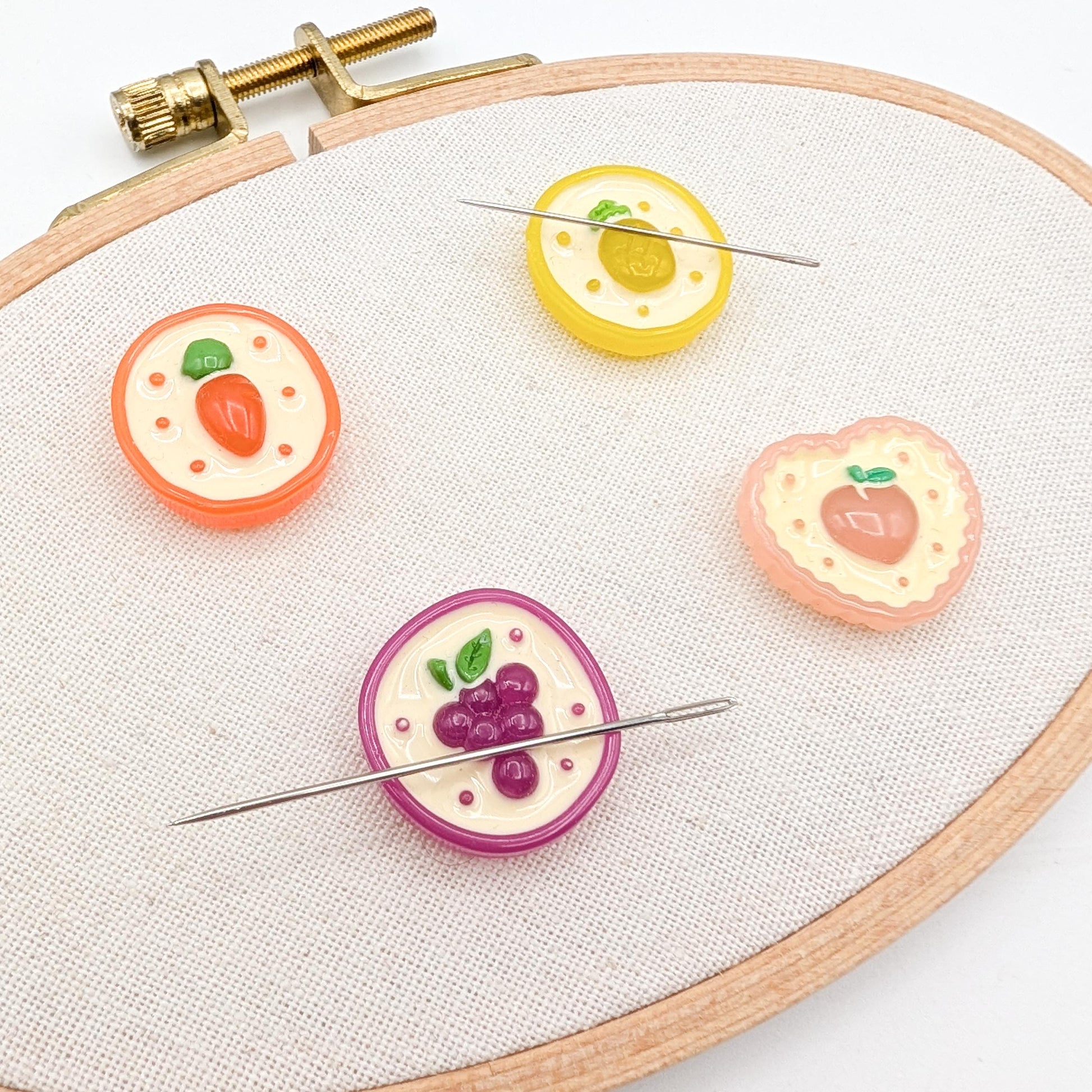 Fruit Resin Needle Minder: Embroidery, Cross Stitch, Needlepoint