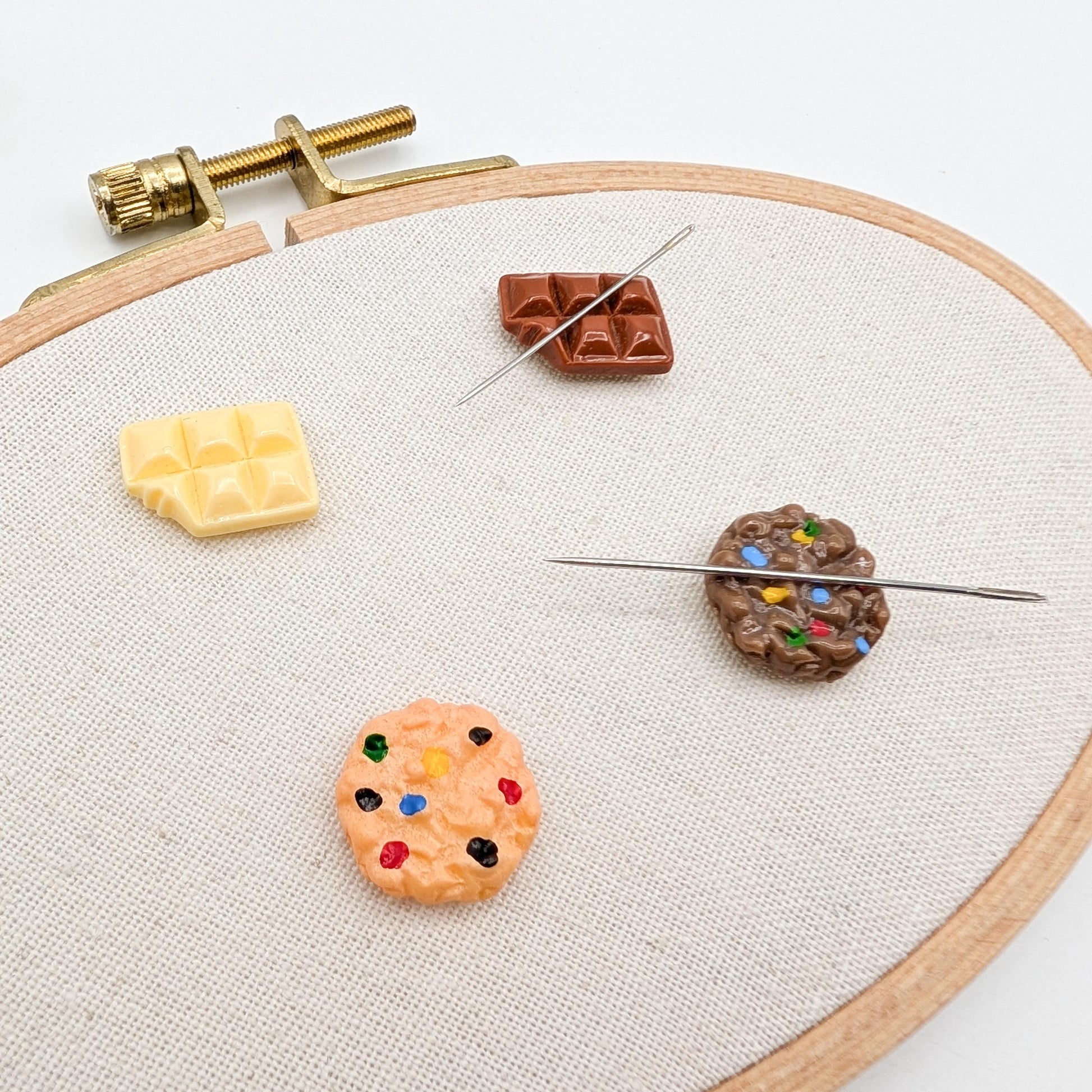 Sweets Resin Needle Minder, small chocolate and cookie needle minder, Embroidery Needle Keeper