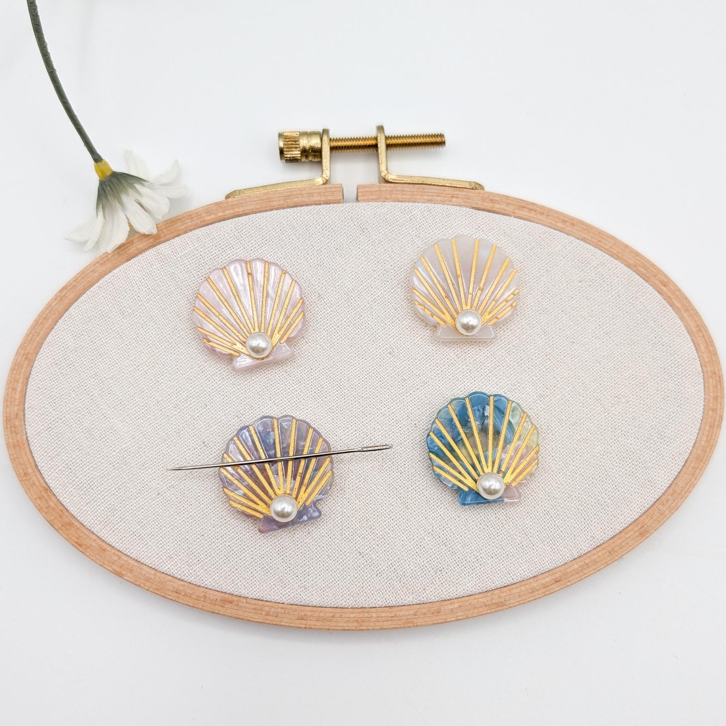 Seashell Needle Minder: Embroidery, Cross Stitch