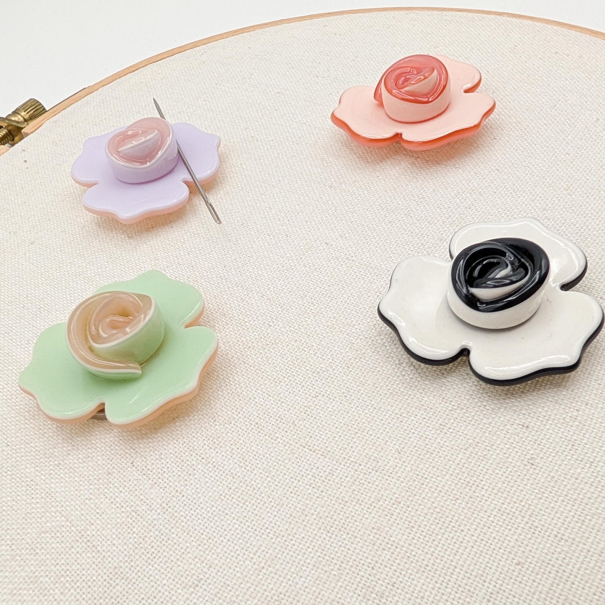 Floral Needle Minder: Embroidery, Cross Stitch, Needlepoint Tool