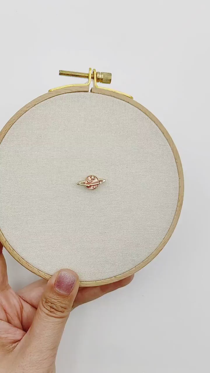 Planet Enamel Needle Minder: Embroidery, Cross Stitch Tool