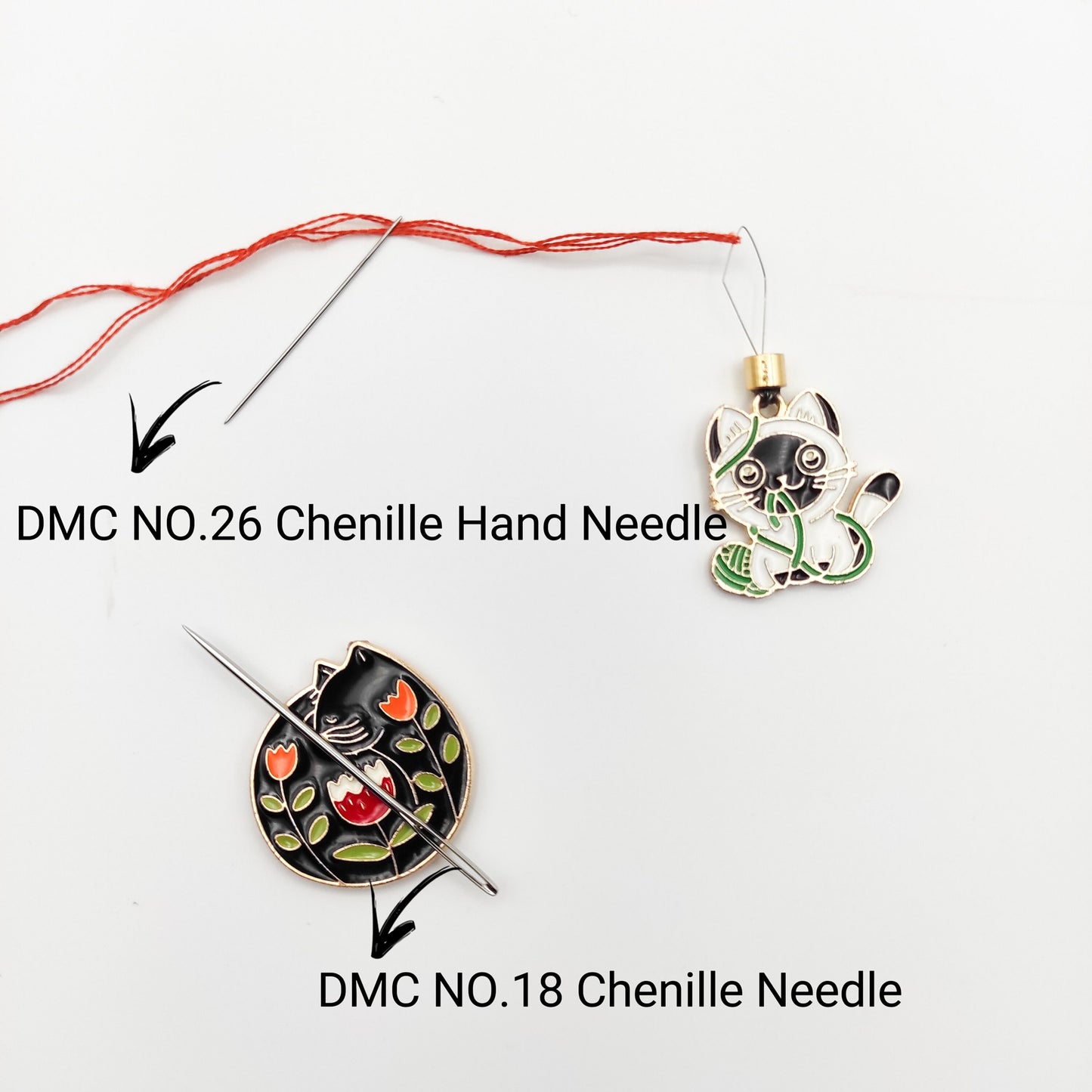 Cat Enamel Needle Minder, Needle Threader, Kitten Needle Minder/ Threader for Embroidery/ Cross Stitch/Needle work/Needlecraft/Sewing.