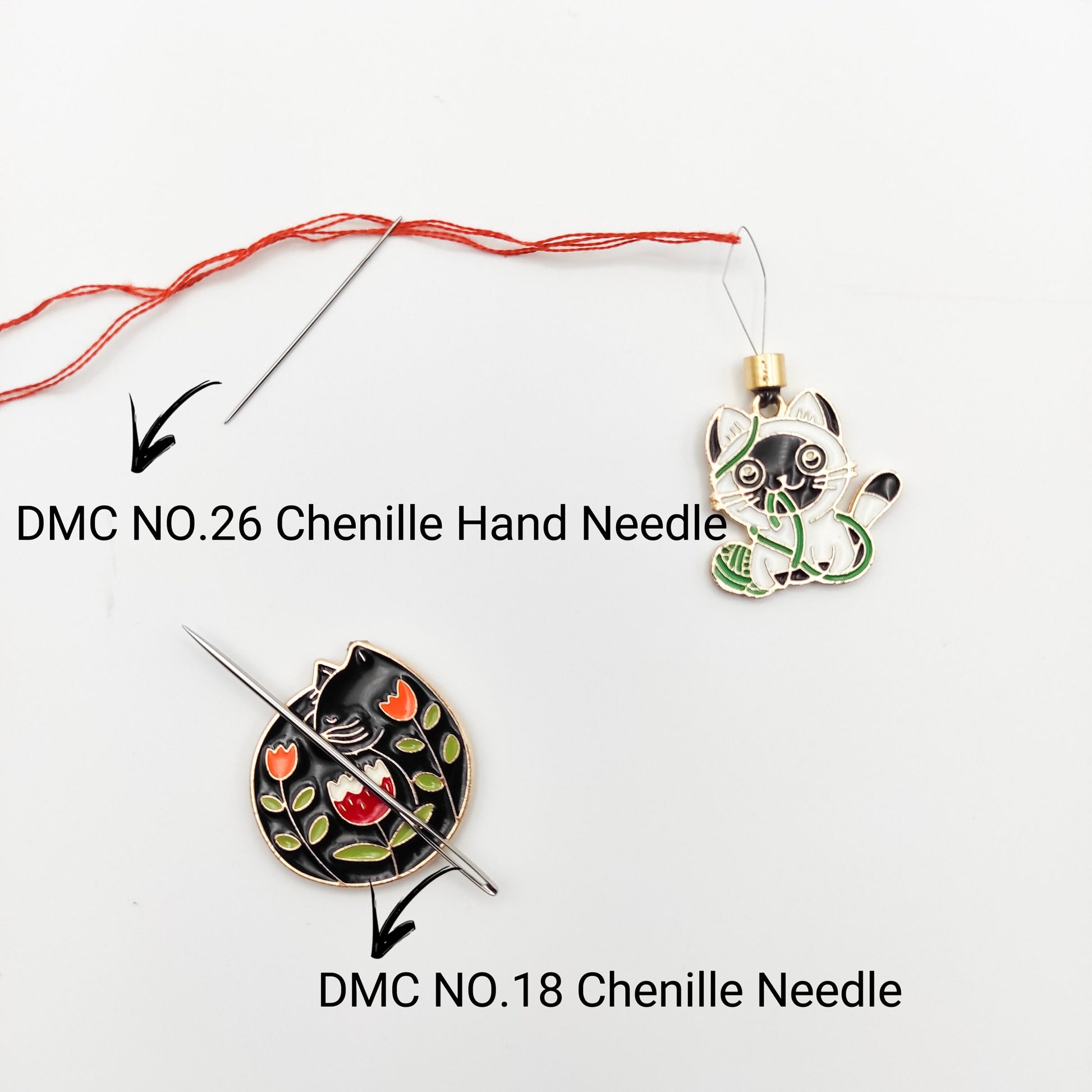 Cat Enamel Needle Minder, Needle Threader, Kitten Needle Minder/ Threader for Embroidery/ Cross Stitch/Needle work/Needlecraft/Sewing.